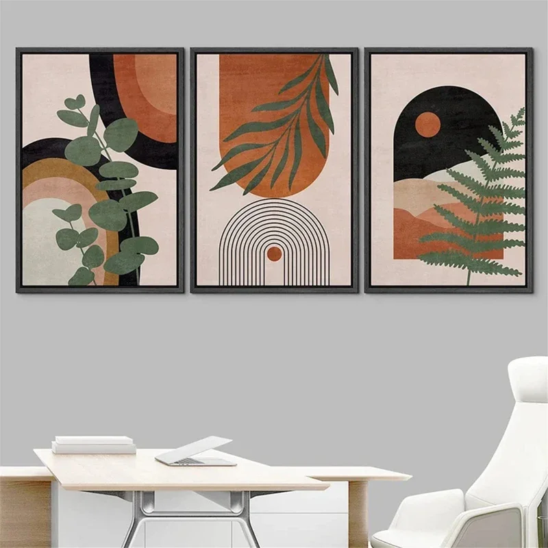 Peinture murale, affiche, illustration abstraite de la nature, dune du désert, jungle, feuille de palmier, décoration bohème moderne pour salon, maison
