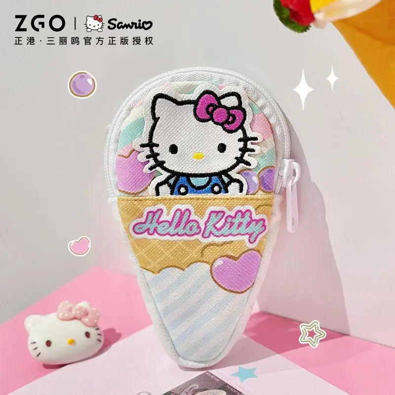 

Sanriou New Authentic Hello Kitty Coin Wallet Pendant Headphone Bag Mini Bag Summer Ice Cream Printing Fashion Cute Decorations