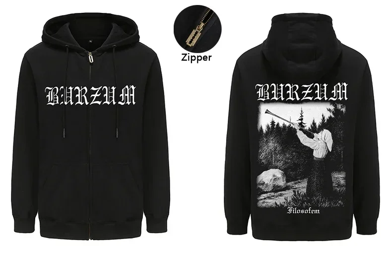 Burzum Heavy Mental Band Bluzy z nadrukiem Męskie bluzy z długim rękawem Topy z grafiką muzyczną Harajuku Streetwear Pulowery Ubrania z kapturem