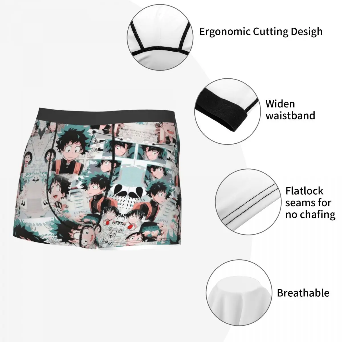 Izuku Midoriya – culotte en coton pour homme, sous-vêtement aéré