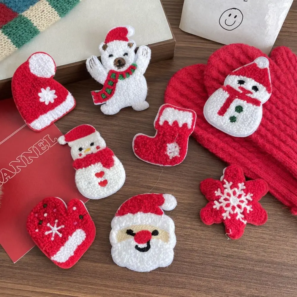 Exquisite Polar Bear Christmas Hair Clip Gloves Stocking Plush Xmas Barrettes Snowman Bell Santa Claus Hairpin Kids