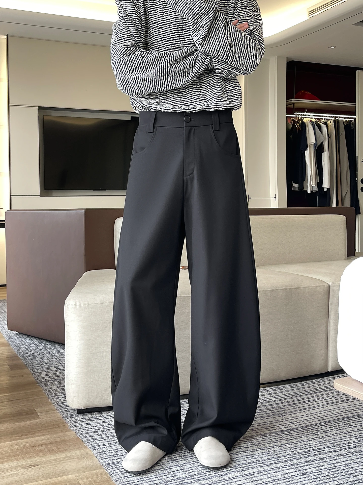 

Мужские повседневные брюки Cleanfit American Style для весны и лета, свободные, струящиеся, широкие, из полиэстера, для молодежи