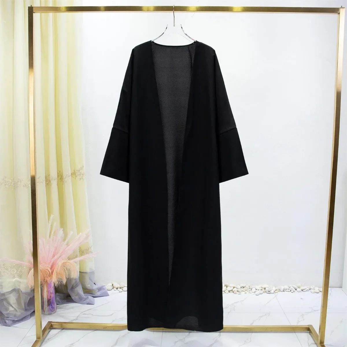 Frauen Jilbabs Open Front Abaya Solide Langarm Maxi Länge Kleid Damen Kleidung Muslimische Strickjacke Abayas Out Kaftans