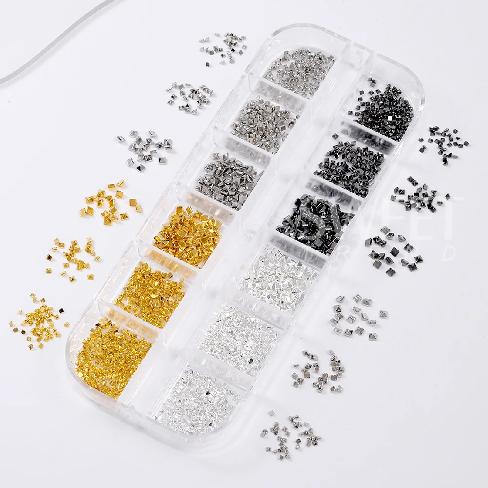 SWEET TREND-1Box 3D Punk Metall-Nieten Nagelcharms Gold/Silber Quadratische Kegelnieten Nagelteile Bastelzubehör Maniküre-Dekoration – Detail 5