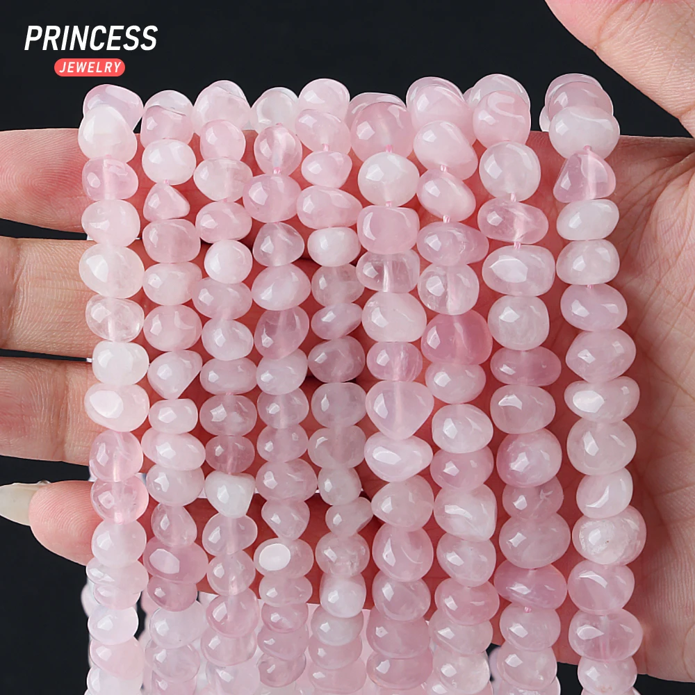 A++ Natural Madagascar Pink Quartz Crystal 8 10mm Pebble Beads Loose Gemstone Beads for Jewelry Making Wholesale DIY Accessories