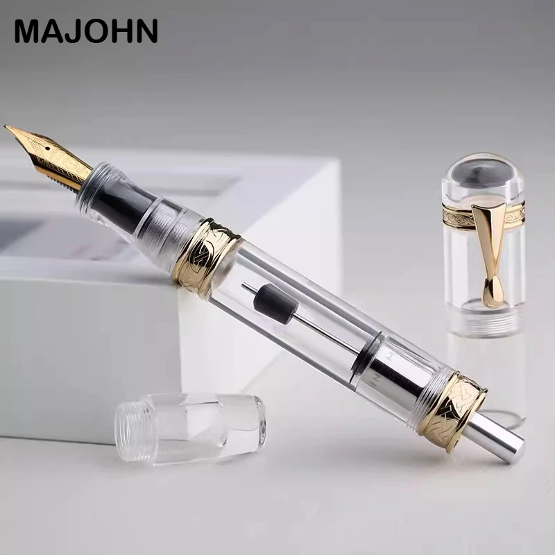 MAJOHN C5 High-efficiency Ink-absorbing Acrylic Fountain Pen Innovative Push-type Piston Vacuum Large-capacity Ink Writing Pen