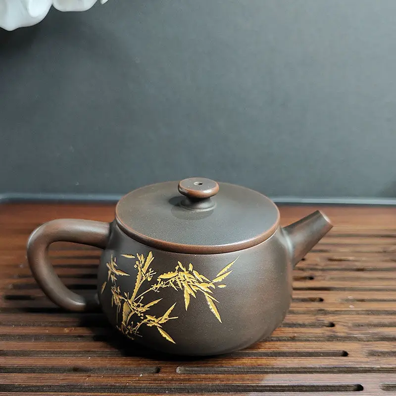Qinzhou Nixing pottery teapot pure handmade raw ore material large mouth stone scoop Han tile pot small capacity tea set
