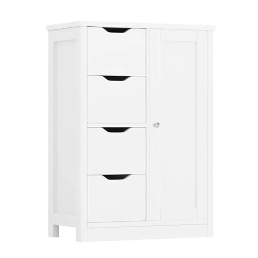 

Shintenchi Bathroom Floor Storage Cabinet Wooden Storage Organizer with 4 Drawers and 1 Cupboard Freestanding Bathroom Furnitur