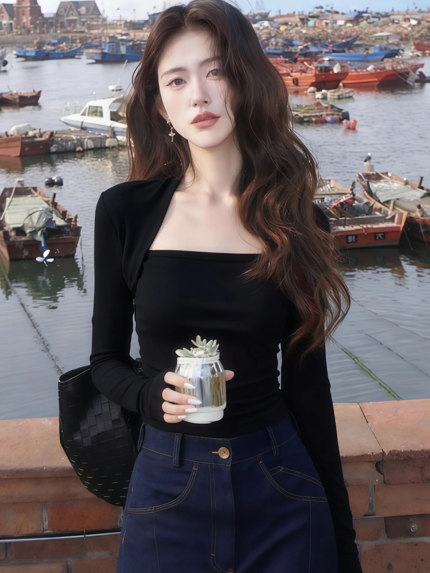 T-shirt lunga con colletto quadrato Sve slim fit da donna Autunno Inverno Strato base garantito irt Evidenziazione sottile Top casual