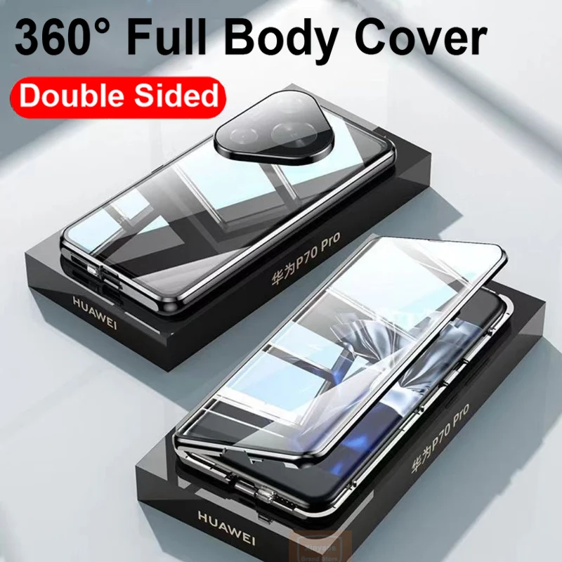 

For Huawei Pura 70 Pro Plus Pura70 Case Tempered Glass 360 Phone Cover For Huawei Pura 70 Ultra Pro Case Flip Double Sided Shell