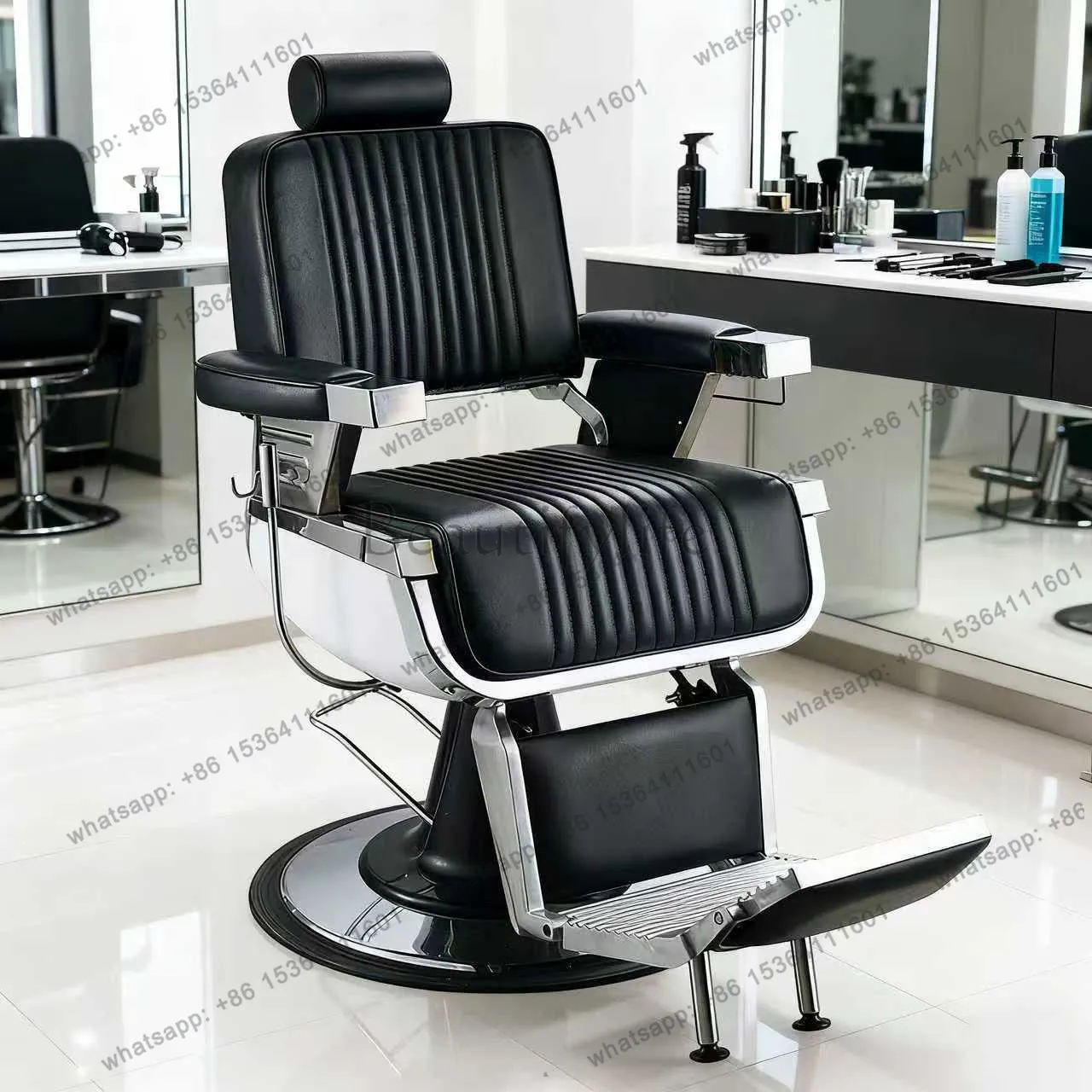 LSModern Minimalist Barber Chair Grey Nordic Aesthetic Comfy Hair Salon Chair Luxury Glamour Cadeira De Cabeleireiro Furniture 5