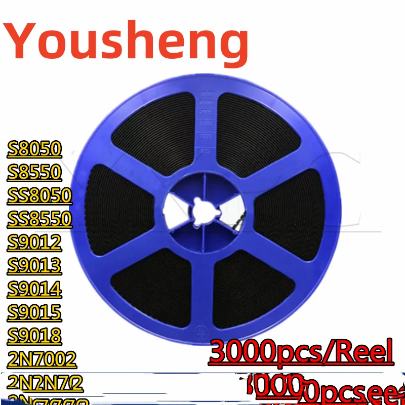 S8050 J3Y S8550 2TY SS8050 Y1 SS8550 Y2 S9012 2T1 S9013 J3 S9014 J6 S9015 M6 S9018 J8 2N7002 7002 702 SOT-23 트라이오드 3000 개