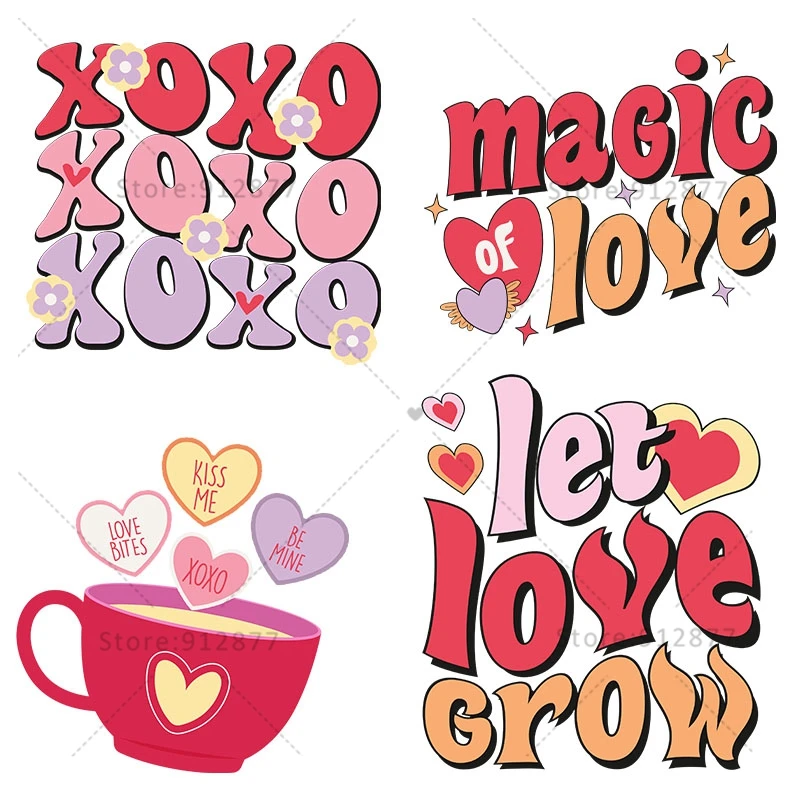 Digital Print Transfer Film just kiss me magic love valentine's day let love grow heart xoxo just say cheese funny graphics DIY