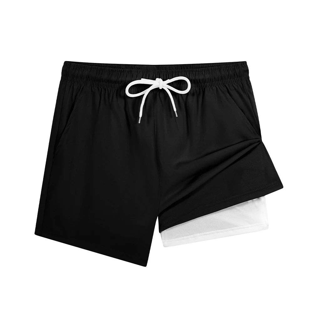 

Летние мужские быстросохнущие плавки 2-в-1, пляжные шорты с карманом для телефона на шнурке, повседневные купальники для пляжного спортзала на каждый день