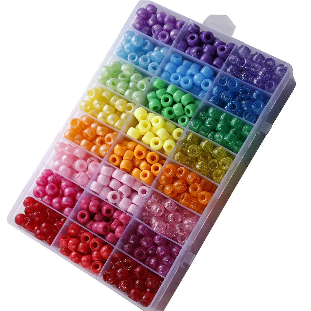 

1200 шт., бусины с большими отверстиями 6X9 мм, круглые цветные пластиковые бусины «сделай сам», аксессуары для изготовления ювелирных изделий, браслет, ожерелье, серьги