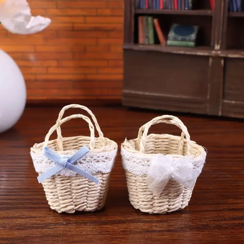 1/12 Poppenhuis Leuke Mini Rotan Handmand Model Poppenhuis Keuken Accessoires Poppenhuis Decoratie Speelgoed Fantasiespel Speelgoed