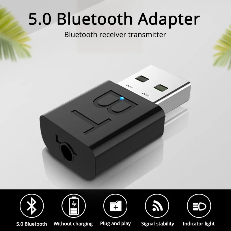 Mini Bluetooth 5.0 Audio Adapter Receiver Wireless Bluetooth Transmitter 3.5mm Jack AUX Car Stereo Music For TV Speaker Laptops