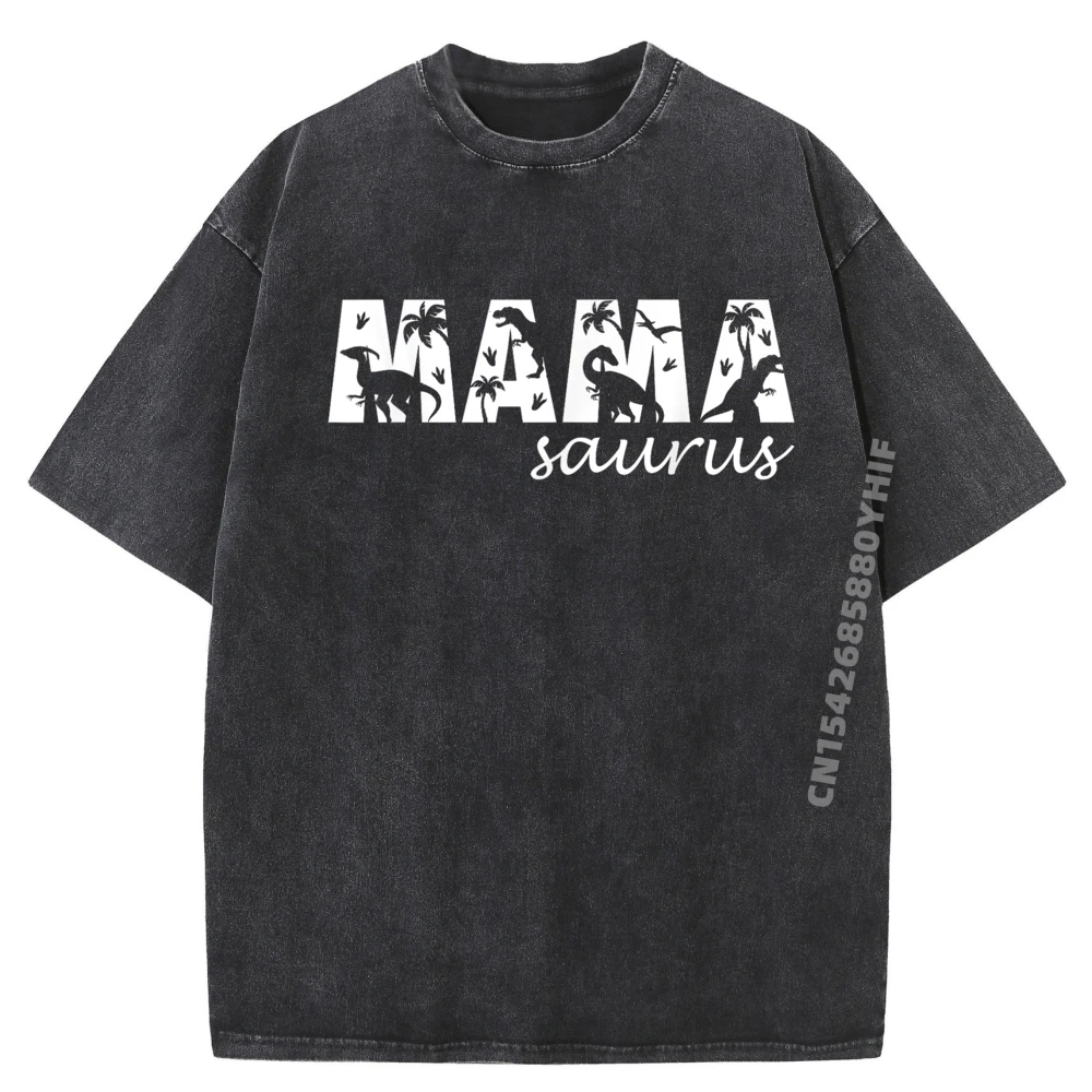 

Mamasaurus T Rex Dinosaur Mama Saurus Family Matching Grpahic Tee Anime Camisa Mens Retro Washed Shirt