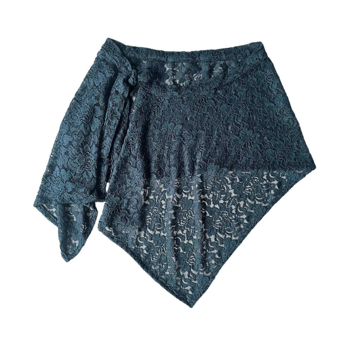 High-End Sheer Lace Asymmetric Waist Belt False Hem Niche Design Jeans Half Skirt Cover Up