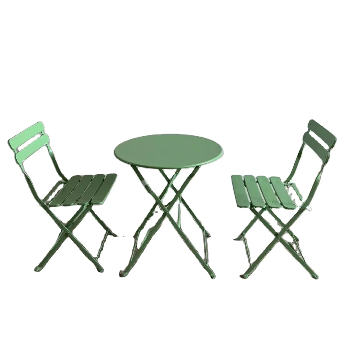

Outdoor Garden Courtyard Premium Steel Folding Courtyard Bistro Set 3-piece Foldable Balcony Tables and Chairs