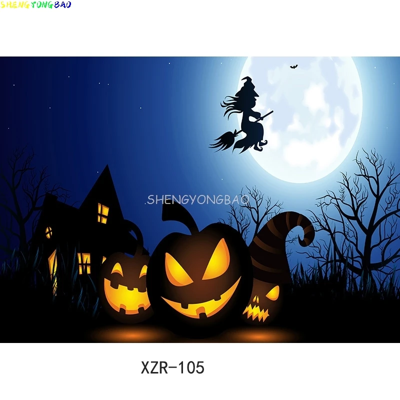 

Halloween Backdrop Pumpkin Lantern Castle Forest Moon Tombstone Baby Photography Background For Photo Studio Props 21802 WS-17