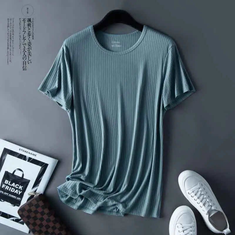 Summer Japan Style Short Sleeve Men O Neck Sweatshirts Quick Dry Breathable Ice Silk Fashion Oversized T Shirt Black White Gray