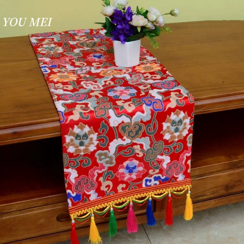Tibetan-Style Tablecloth Mat,Colorful Altar Cloth,Embroidered Auspicious Cloud Pattern Offering Table Ritual Mat Buddhist Item