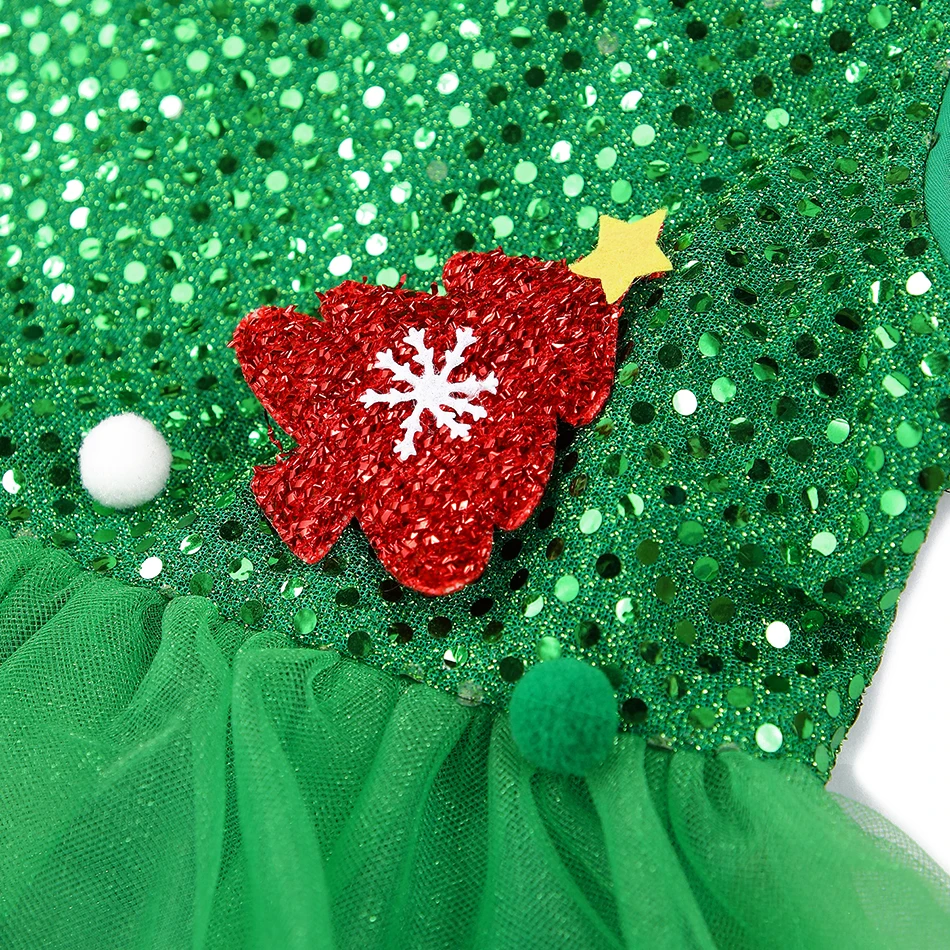 Kids Santa Claus Dress Green Xmas Clothes Party Dress Up Set Girls Christmas New Year Cosplay Costume For 2-10 Years