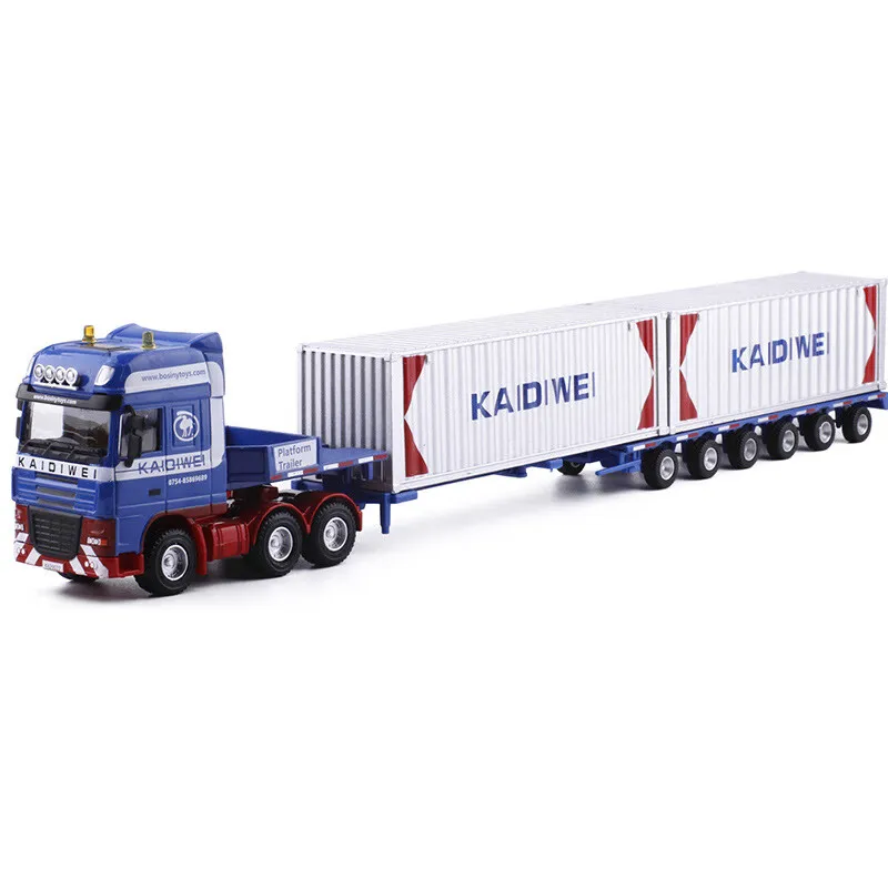 Rimorchio a piattaforma trasporto Container carro attrezzi auto giocattolo per bambini 1/50 Diecast modello di veicolo collezione educativa regalo