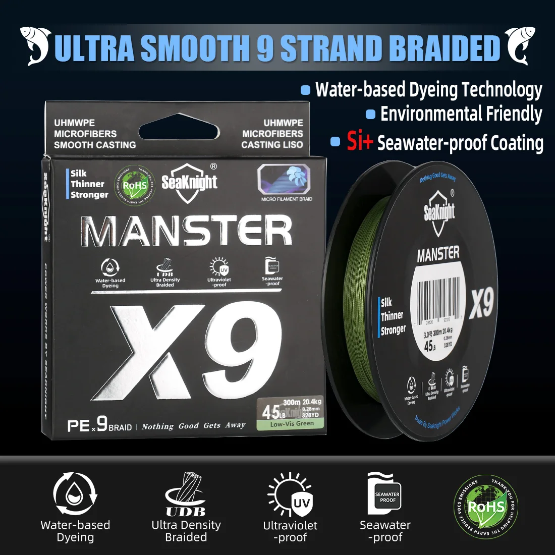 SeaKnight NEW X9 Series 9 Strand PE Braided Fishing Line Long Casting 150M 300M 500M Fishing Wire Tackle Smooth Carp Fishing