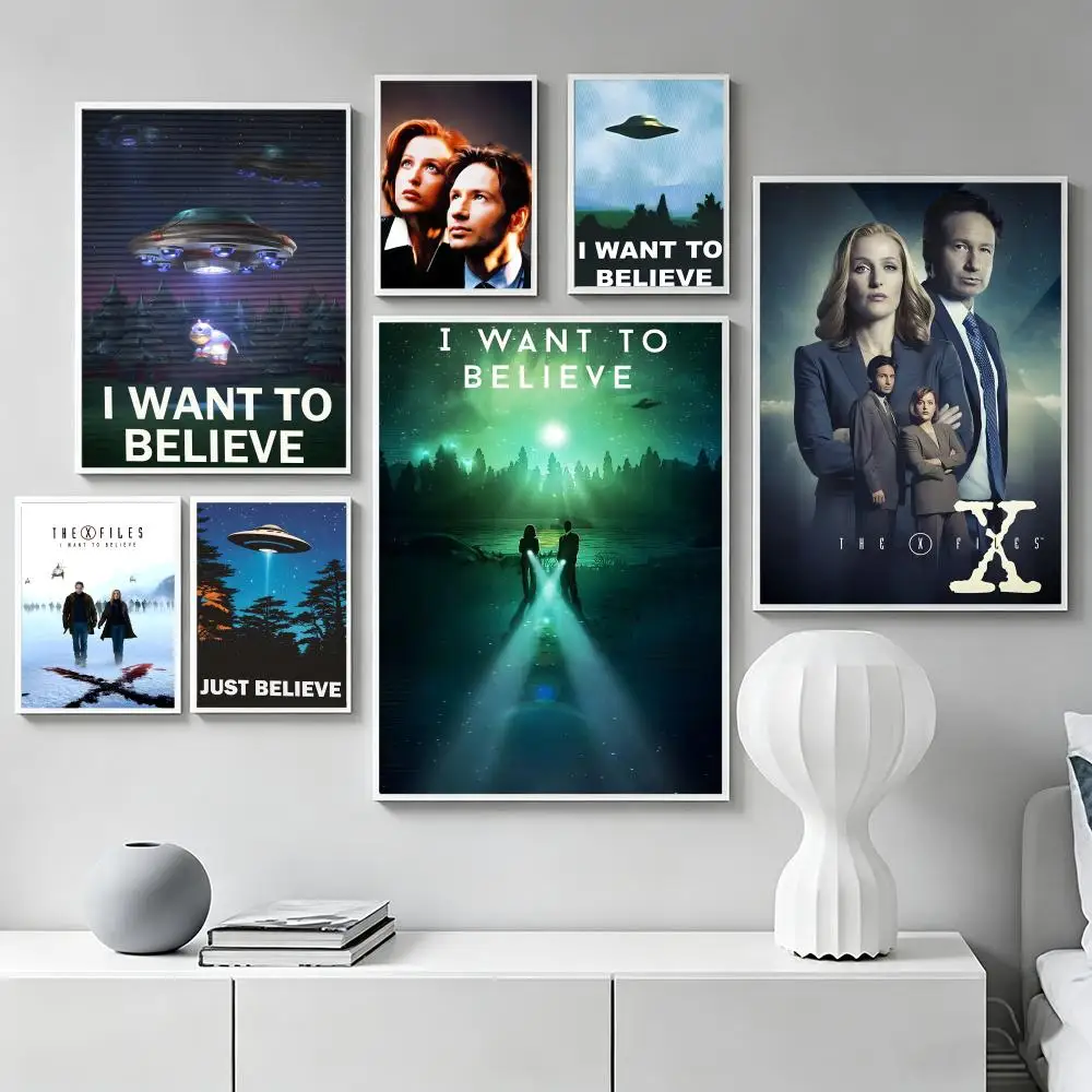 I WANT TO BELIEVE The X Files Art Poster Watercolor and Graffiti Posters, Fun Wall Art, Decor Gifts for Living Room, Bedroom