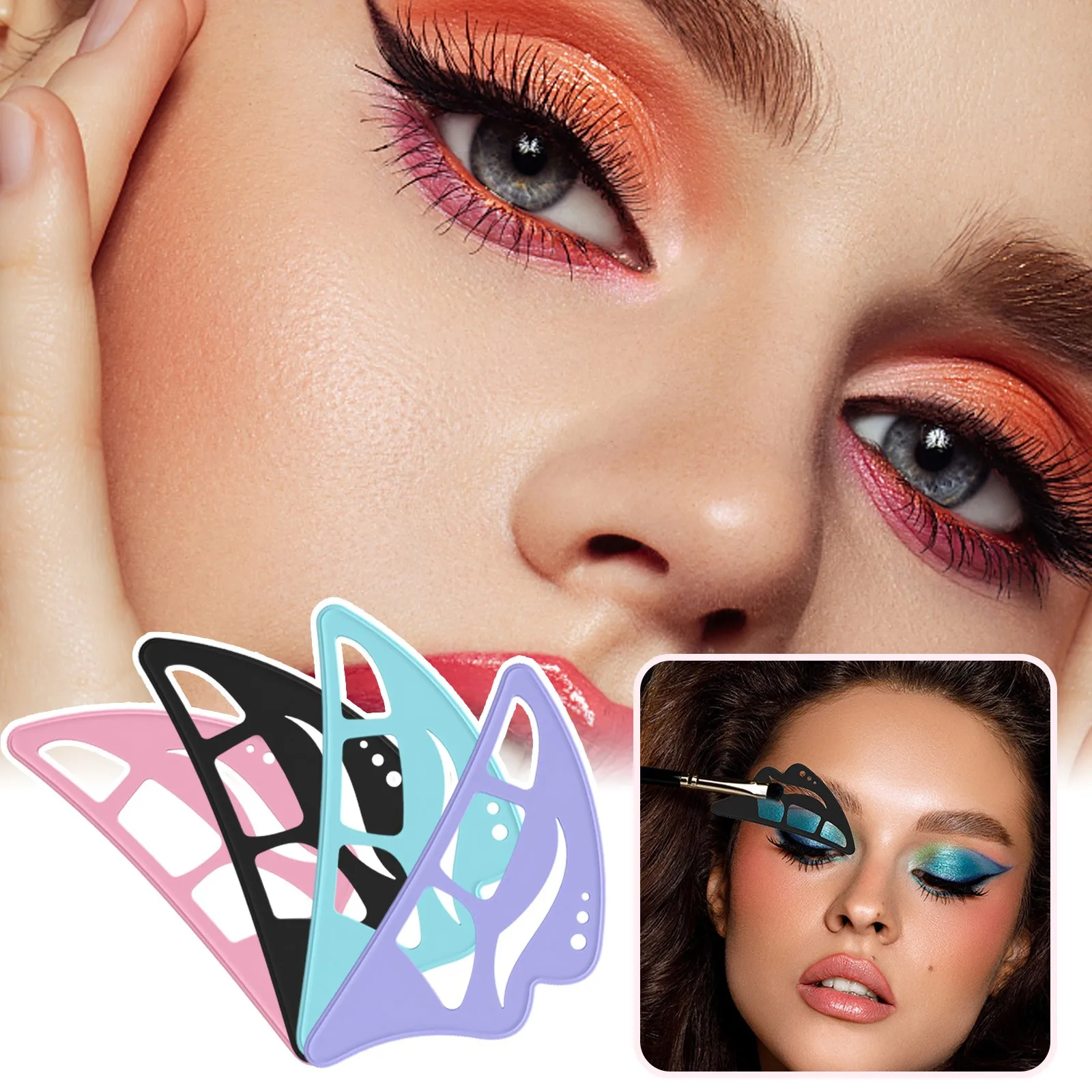 Modello riutilizzabile per ombretti in silicone per ombretti, per creare facilmente un trucco straordinario, assistente per ombretti portatile