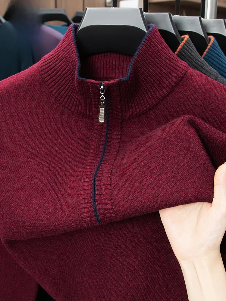 

Мужской вязаный свитер Romon с воротником-стойкой на молнии, длинным рукавом, повседневный, теплый, зимний, модный, из мягкой полиэстеровой смеси, для делового повседневного стиля
