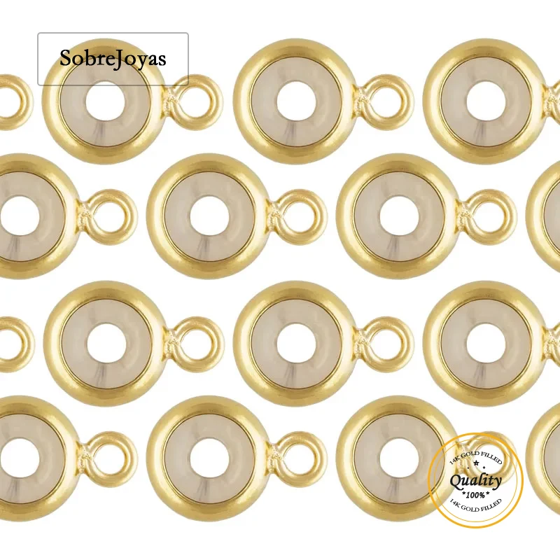 

14-каратное золото, пробка для бусин с кольцом, аксессуары для самостоятельного изготовления ювелирных изделий, золотые силиконовые бусины 5 мм/7 мм для ювелирных изделий ручной работы