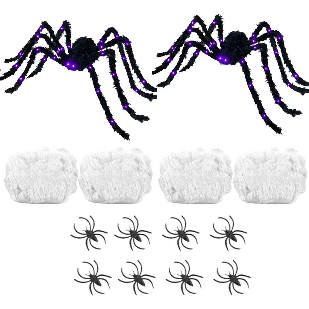 

Halloween Giant Black Spiders 125CM with Light Up Eyes Luminous Spider Realistic Hairy Spider for Adult Toy/Prank Kit/Funny Gift