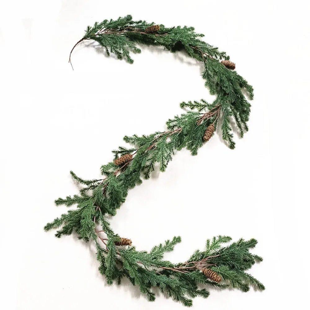 Simulated Artificial Christmas with Cones, Pine Needles, Pine Cypress Grass Rattan, Plastic Christmas Pine Flowers