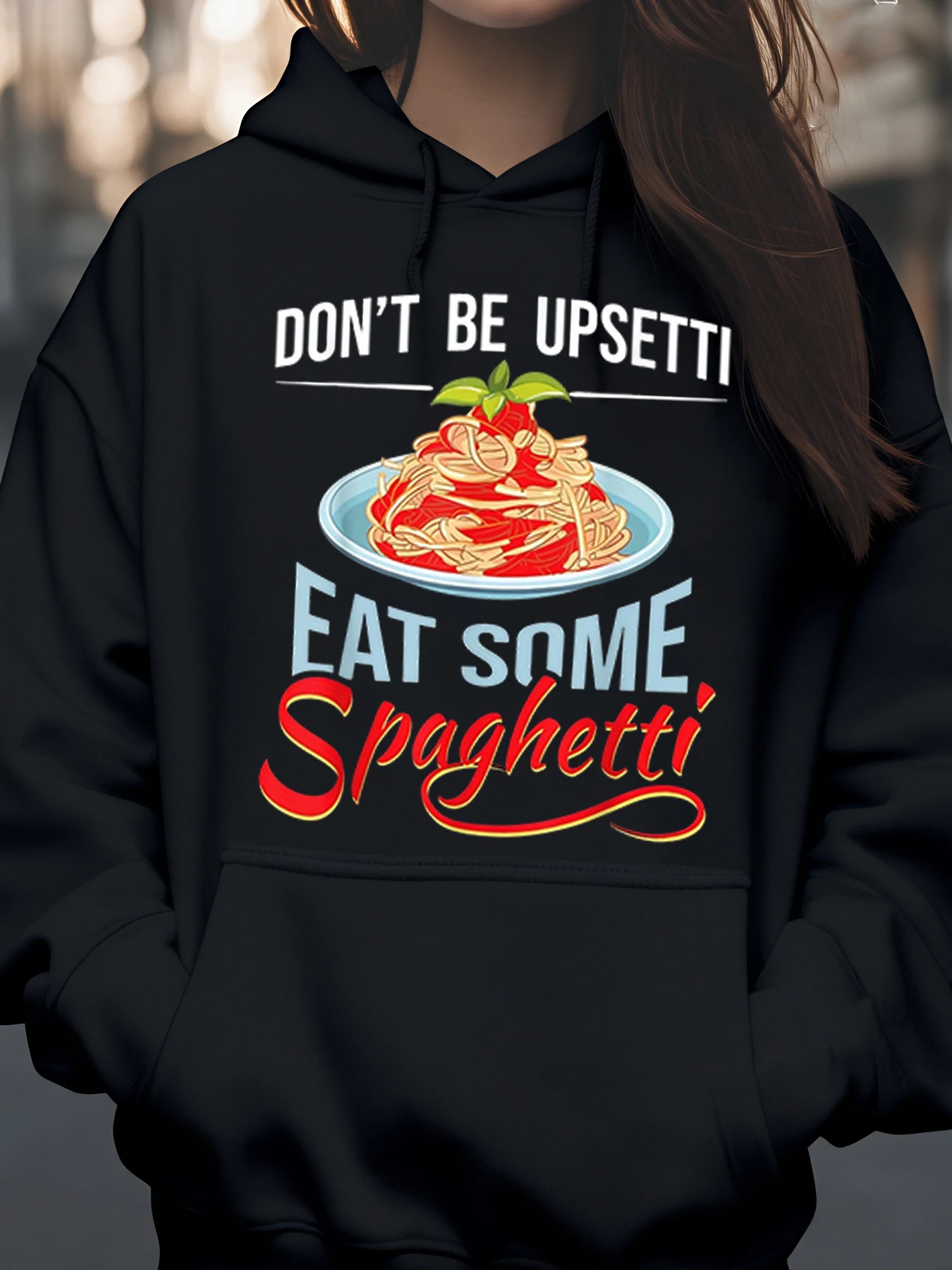 스파게티 프린트 후디 파스타 음식 디자인 여성과 남성을 위한 캐주얼 의류 일상복