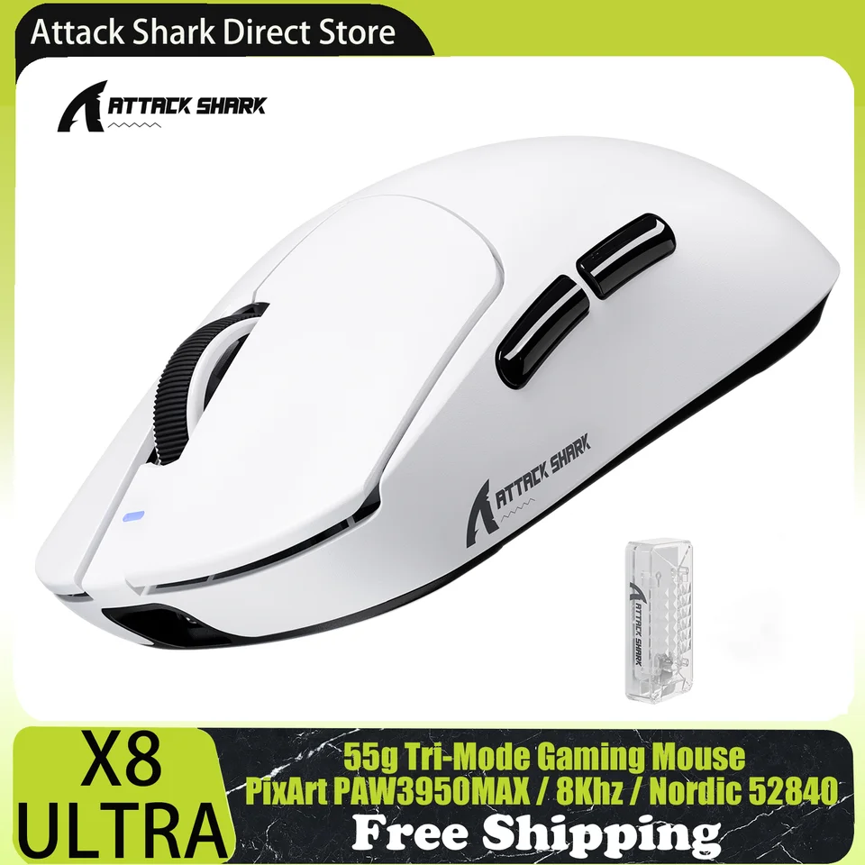 ATTACK SHARK X8 Ultra 8KHz Wireless Gaming Mouse, 55g SUPERLIGHT