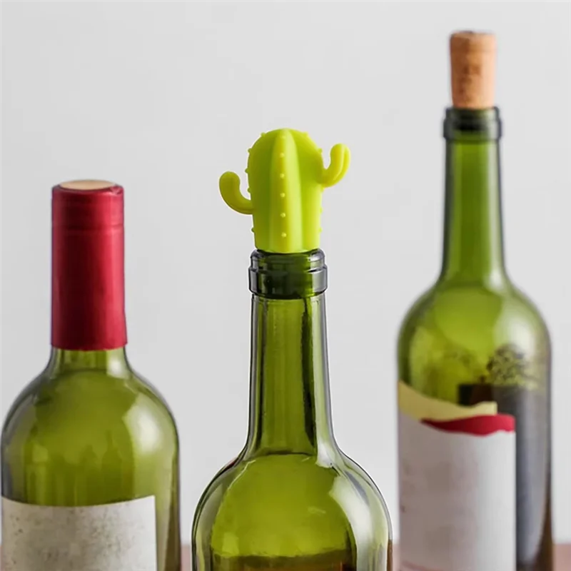 Bouchon de vin en Silicone Cactus, 4 pièces, joint de conservation de la fraîcheur pour bouteilles de Champagne et de vin rouge, accessoire de boisson