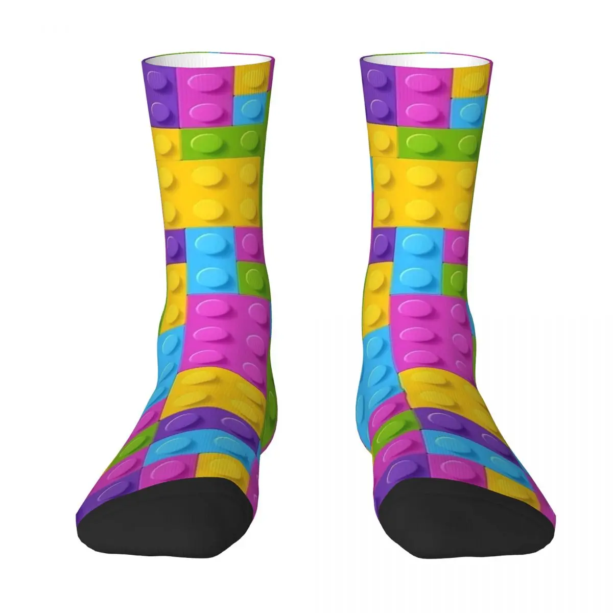 Lego Texture 2 Stockings Men Colorful Building Brick Pattern Socks Soft Breathable Gothic Socks Autumn Sports Non Slip Socks