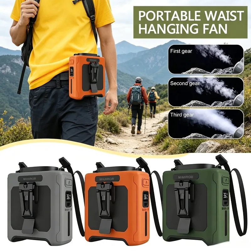 

Portable Waist Fan Rechargeable Wearable Shirt Fan with LED Light 5 Speed for Outdoor Jobsite Camping Travel As Power Bank