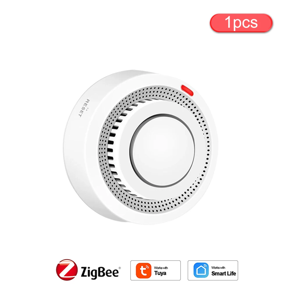 

Tuya Smart Zigbee Smoke Detector Smart Fire Alarm Progressive Sound Photoelectric Smoke Sensor Work With Tuya Zigbee Gateway Hub