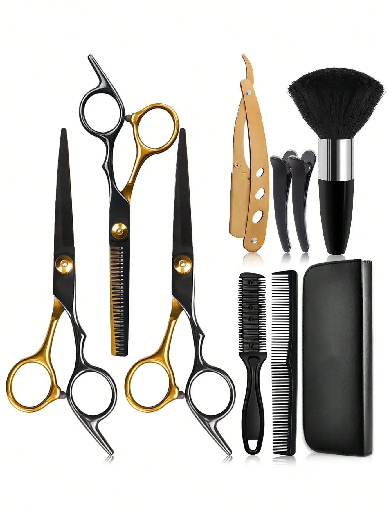 10pcs/Set Professional Hair Clipper Set - Premium Barber Tool Kit Including Clippers, Trimmers, Basic Comb, Cleaning Brush