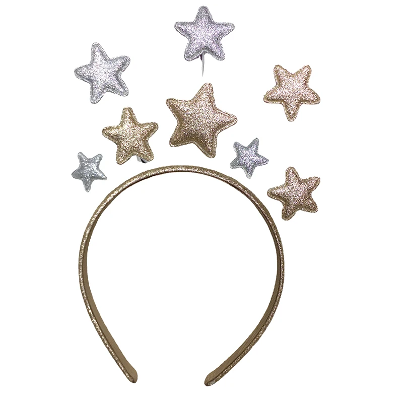 Opaska w kształcie gwiazdy ze złotym brokatem, idealna na przyjęcia urodzinowe, dekoracje świąteczne, świąteczny dodatek.