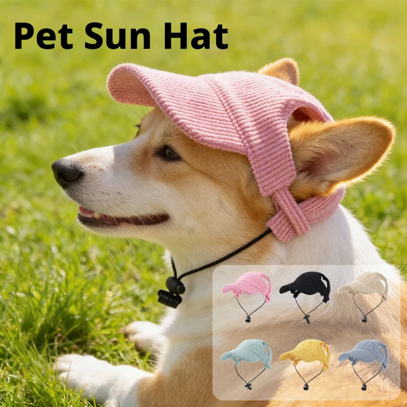 Adjustable Dog Baseball Sun Hat With Ear Holes Pet Puppy Visor Cap Outdoor Anti‑UV Sunscreen Protective Hat For All Kinds OfDogs