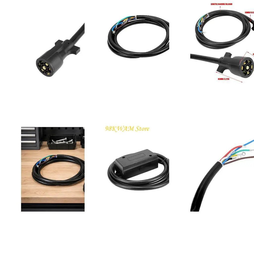 7 Way Trailer Cord for Wiring Repair, Molded 7 Pin End and Marked Wire Leads for Trailer Auxiliary Power Hookup and Service 68UF