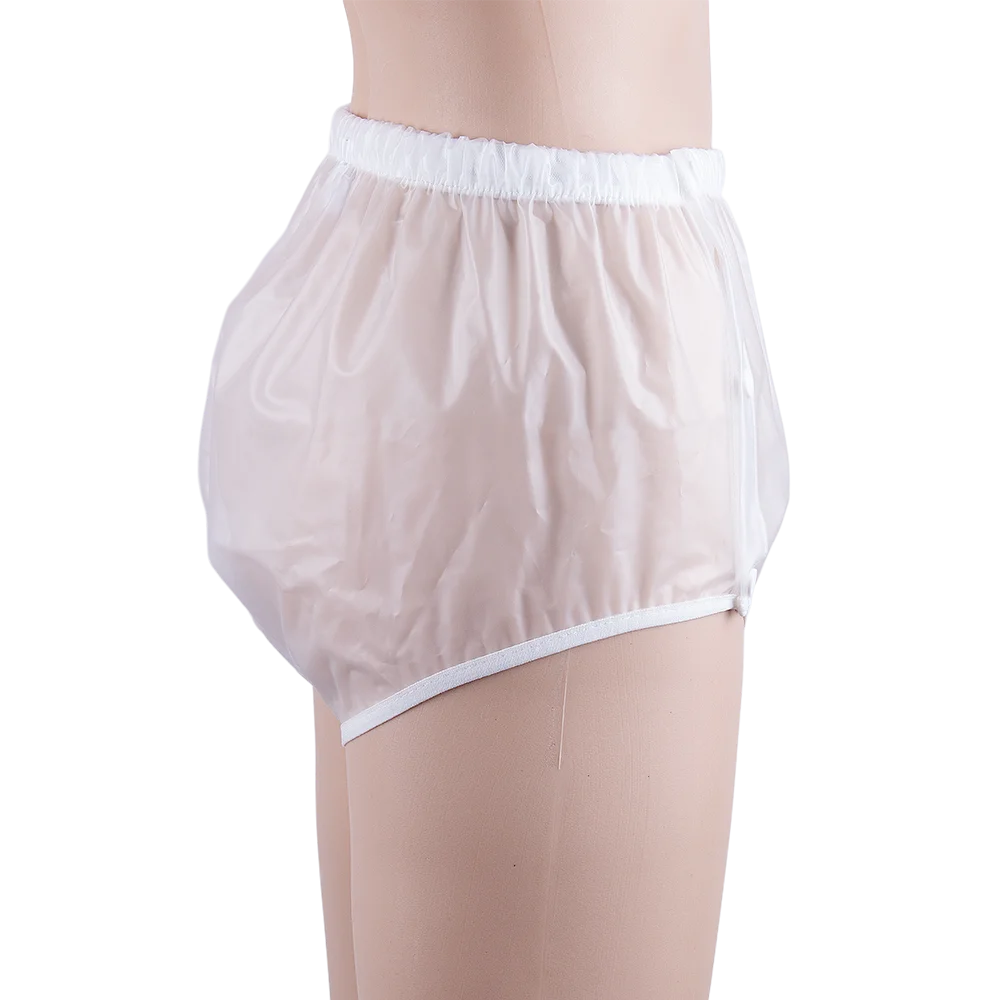 Pannolino per adulti con bottone in TPU impermeabile, pantaloni per incontinenza riutilizzabili, in plastica trasparente, può essere aperto, facile da indossare per anziani