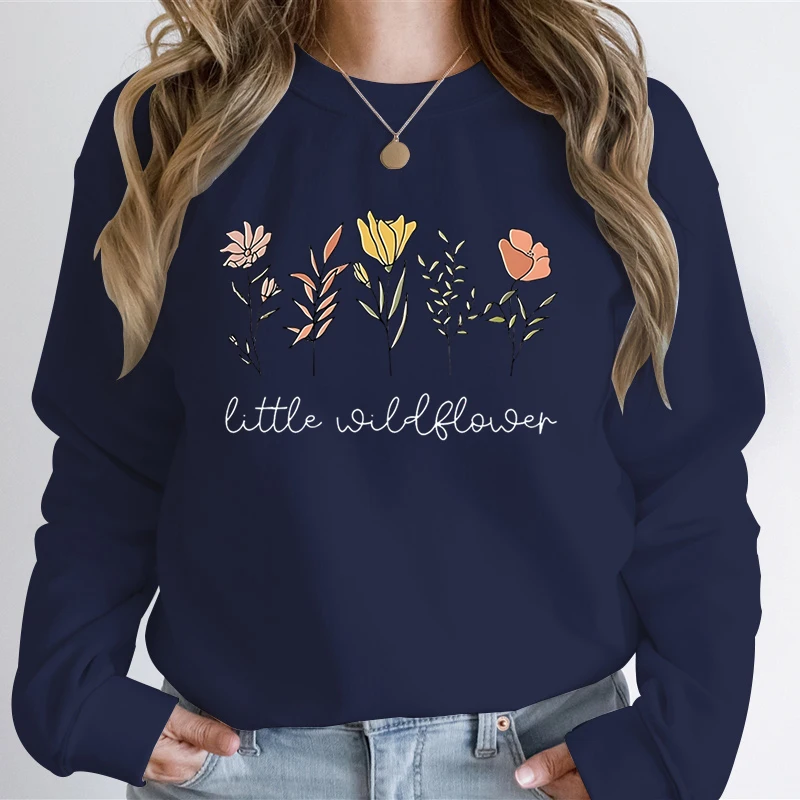 Floral Graphic Print Fashion Casual Sweatshirt HoodiesWoman Little Wildflower Casual Daily Graphic Youthful Woman Sweatshirts