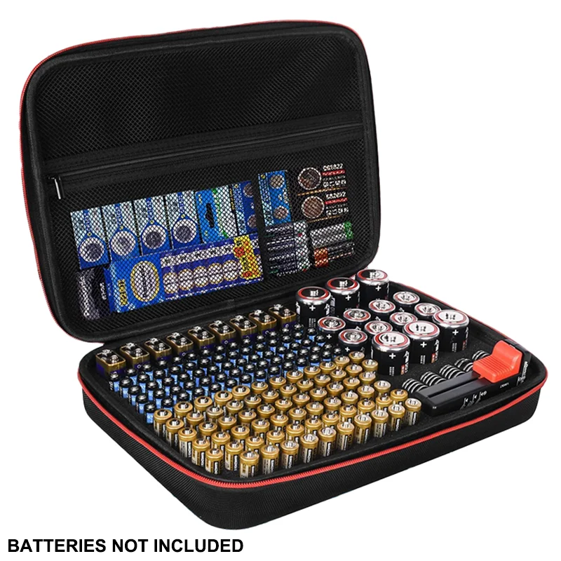 Battery Organizer Storage Box Carrying Waterproof Case Bag Holder Fit for 200+ Batteries AA AAA C D 9V Keeper