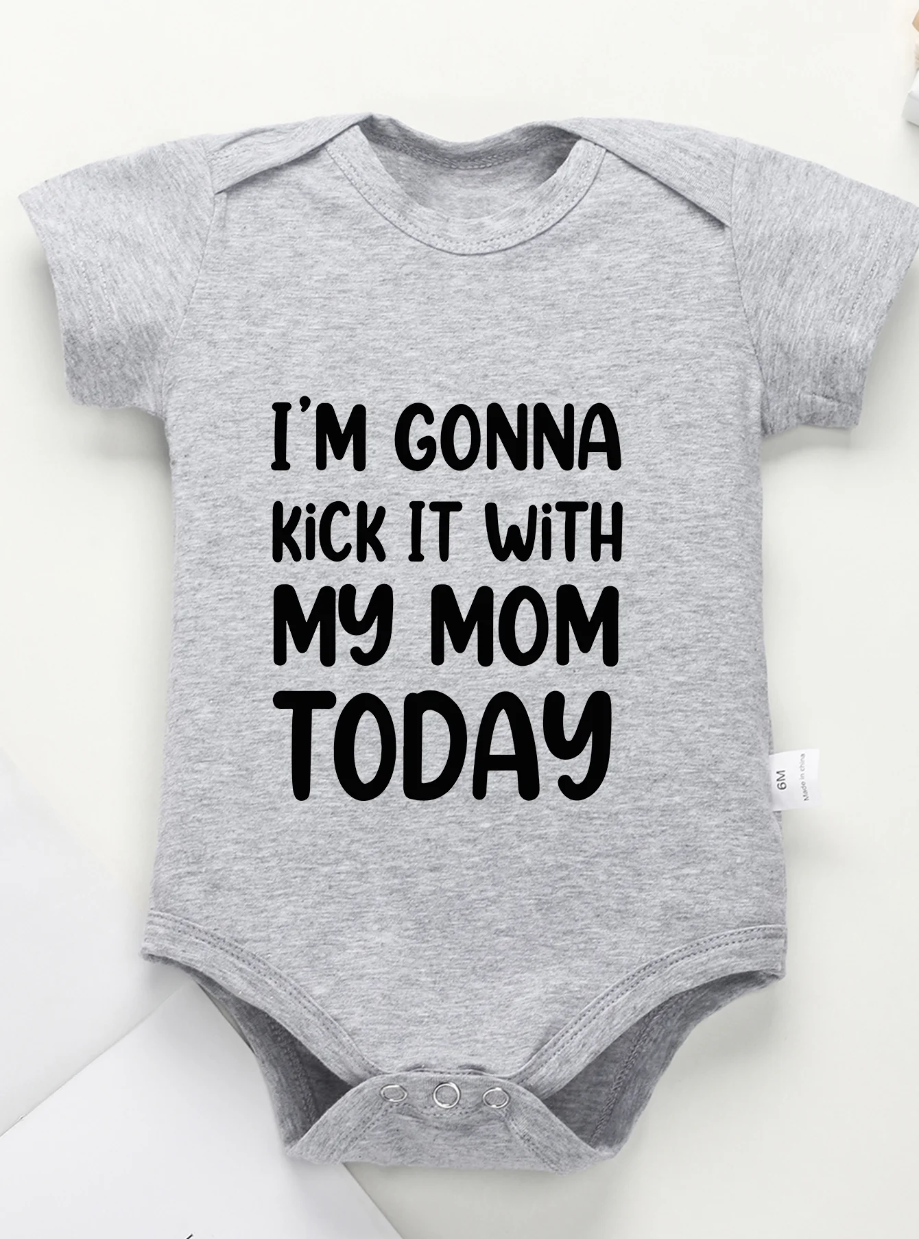 Onesie Jumpsuit Toddler Clothes Baby Infant Newborn Bodysuit Girl Boy Short Sleeve I\'m Gonna Kick It with My Mom Print Romper